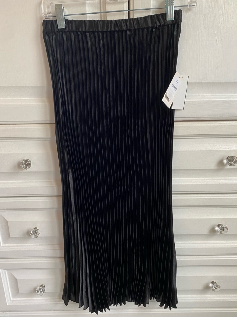Black pleated midi skirt